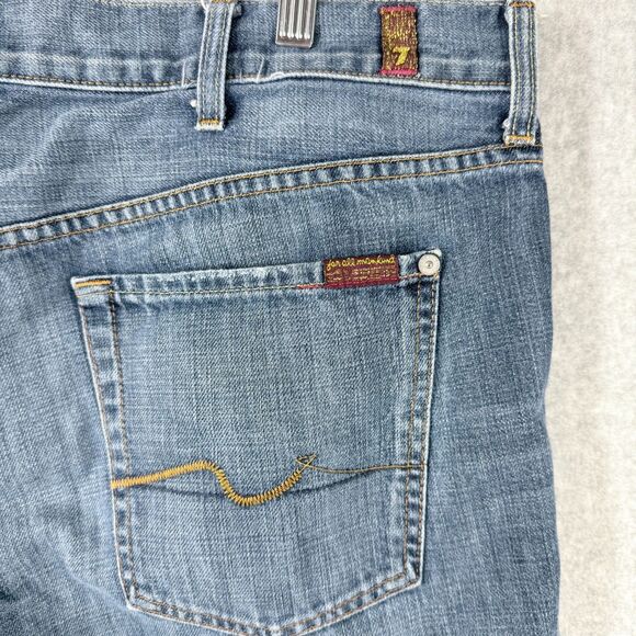 7 For All Mankind Jeans Mens 38(Fit 40x34) Standard Button Fly Straight Med Wash - Picture 6 of 13